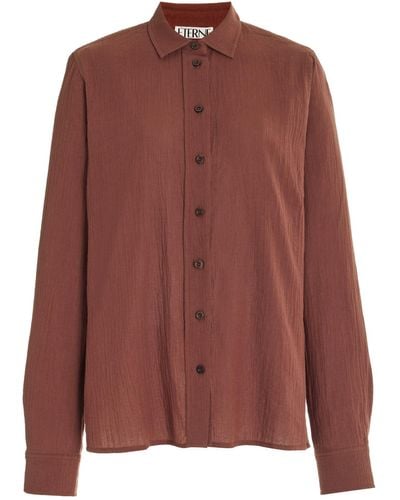 ÉTERNE Exclusive Jolene Cotton Button-down Shirt - Brown