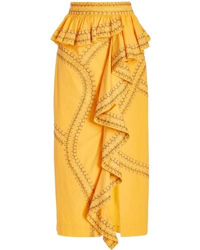 Ulla Johnson Opal Cotton Midi Skirt - Orange