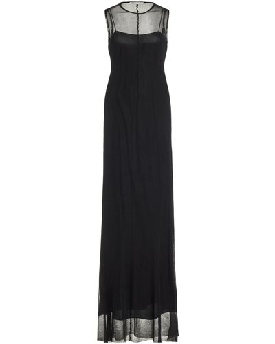 The Row Caia Silk Mesh Maxi Dress - Black