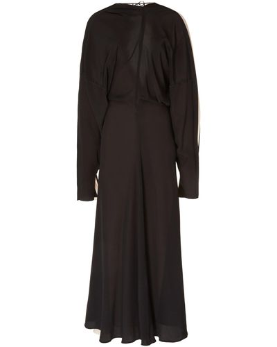Victoria Beckham Draped Silk Midi Dress - Black