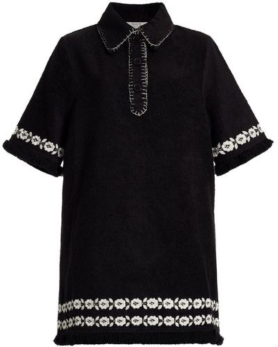 Sea Katya Embroidered Cotton Mini Dress - Black