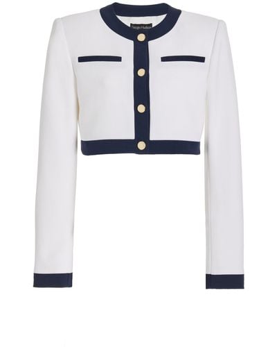 Sergio Hudson Exclusive Crepe Cropped Jacket - Blue