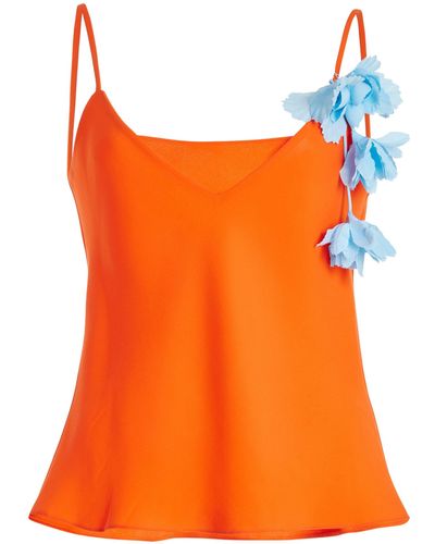 Rosie Assoulin Orange You Glad Floral-garland Silk Top