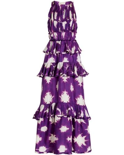 Ulla Johnson Serafina Tiered Silk Maxi Dress - Purple