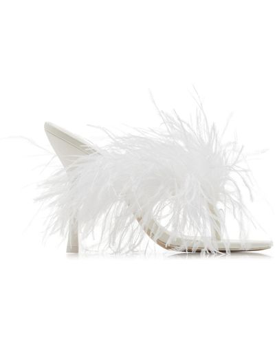 Cult Gaia Shannon Feather-embellished Sandals - White