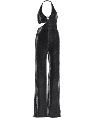 ROTATE BIRGER CHRISTENSEN Cutout Metallic Jersey Jumpsuit - Black