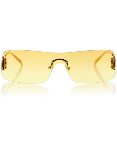 Banbe Exclusive The Romee Wrap-frame Metal Sunglasses - Yellow