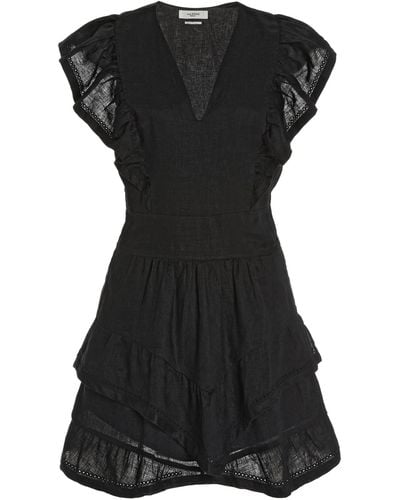 Isabel Marant Audreyo Ruffled Linen Mini Dress - Black