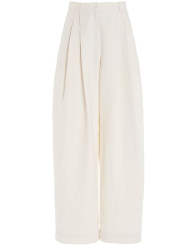 Frankie Shop Piper Pleated Wide-leg Trousers - White