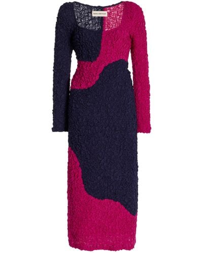 Mara Hoffman Amy Colorblock Smocked Modal Midi Dress - Pink