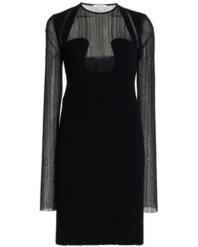 Nensi Dojaka Knit-plisse Mini Dress - Black
