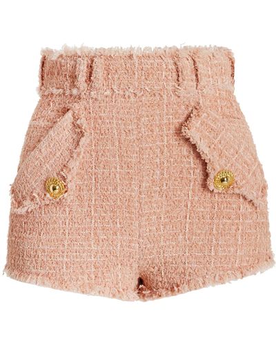 Balmain Tweed Mini Shorts - Pink