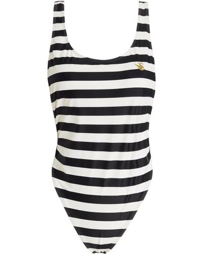 FRAME X Ritz Striped One-piece Swimsuit - Black