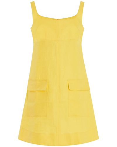 Bondi Born Varenna Organic Linen Mini Dress - Yellow
