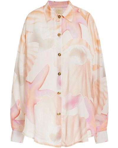 Cin Cin Muse Oversized Printed-georgette Shirt - Pink