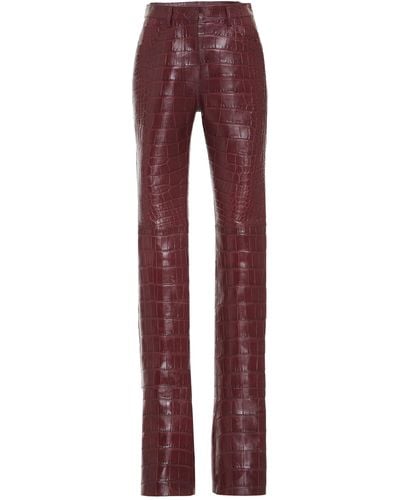 Roberto Cavalli Croc Leather Pant - Red