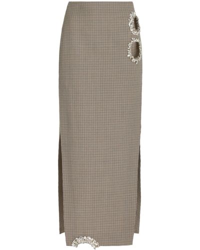 Area Crystal-embellished Wool Maxi Skirt - Brown