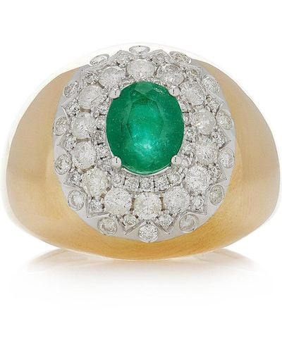 Yvonne Léon 18k Yellow Gold Emerald, Diamond Ring - Green