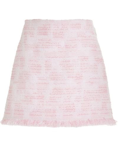 Oscar de la Renta Textured Tweed Mini Skirt - Pink