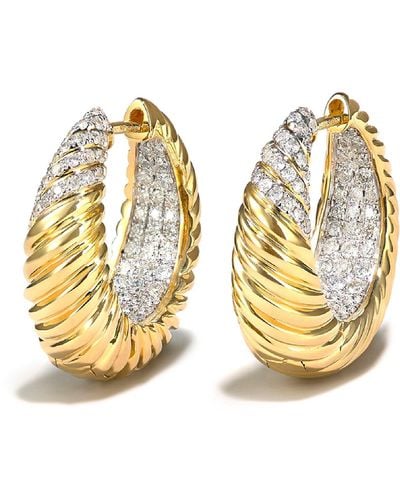 Yvonne Léon Godron 18k Yellow Gold Diamond Hoop Earrings - Metallic