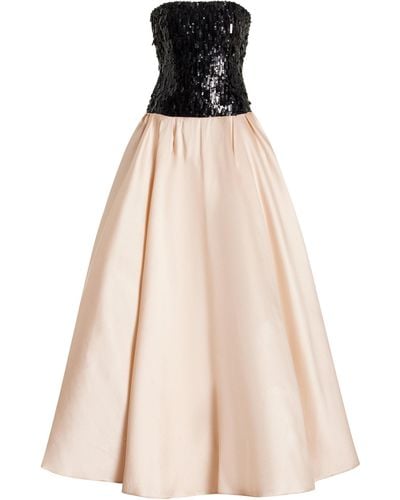 Pamella Roland Sequined Satin Ball Gown - Natural