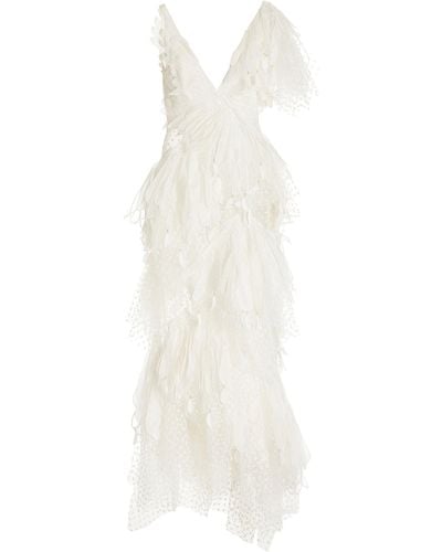 Zimmermann Rhythmic Fluted Linen-silk Gown - White