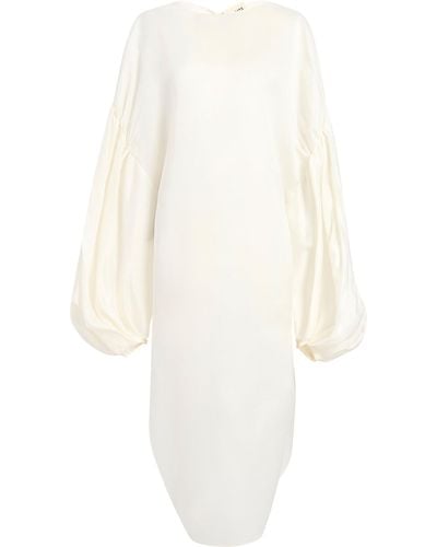 Khaite Zelma Oversized Silk Midi Dress - White