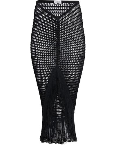 Alaïa Fringed Crocheted Cotton-blend Midi Skirt - Black