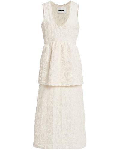 Jil Sander Exclusive Tiered Cotton-blend Midi Dress - White