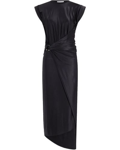 Rabanne Draped Jersey Midi Dress - Black