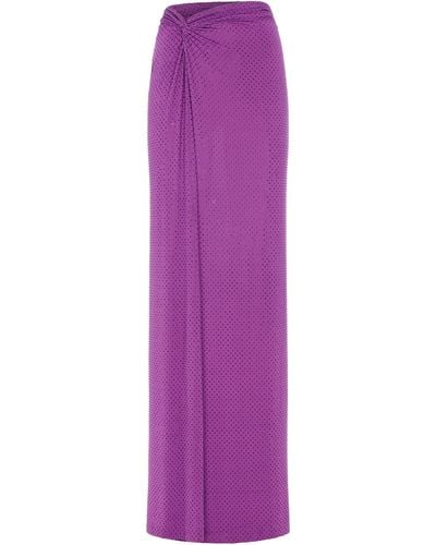 Ralph Lauren Embelished Jersey Sarong Maxi Skirt - Purple