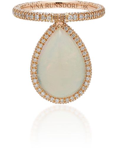 Nina Runsdorf 18k Rose Gold Opal And Diamond Flip Ring - White
