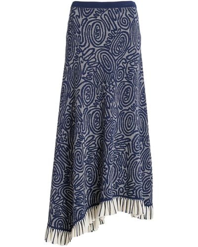 Ulla Johnson Josephine Ruffled Knit Maxi Skirt - Blue