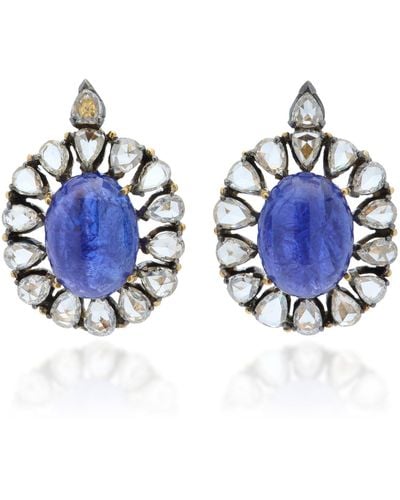 Amrapali Rajashtan 18k Yellow Gold Tanzanite, Diamond Earrings - Blue