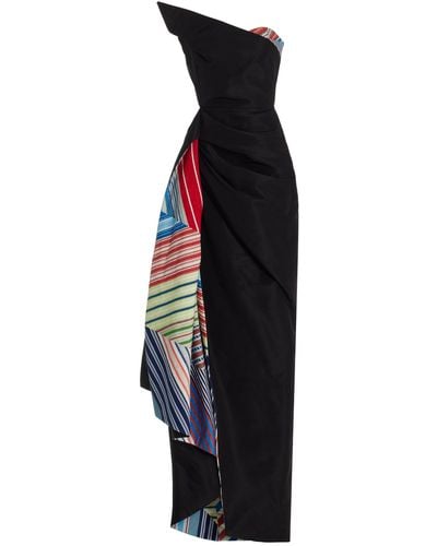 Rosie Assoulin Chevron Faille Silk Maxi Dress - Black