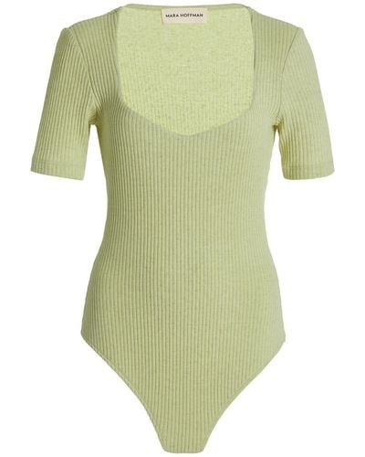 Mara Hoffman Marlowe Ribbed-knit Bodysuit - Green