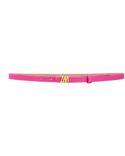 Zuhair Murad Logo-detailed Satin Thin Belt - Pink