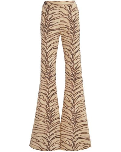 Stella McCartney Tiger-print Jersey Flare Trousers - Natural