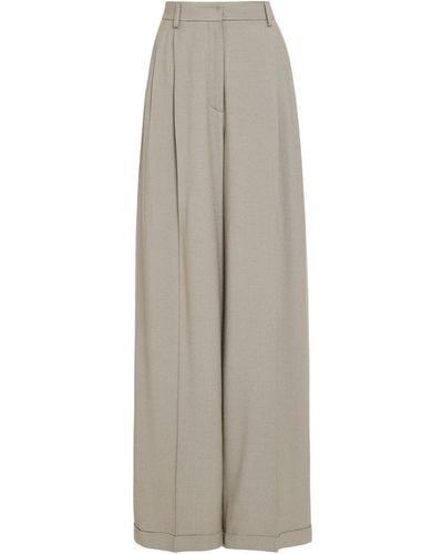 Tod's High-rise Pleated Wide-leg Pants - Grey