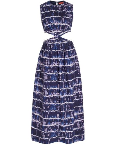 Altuzarra Ashima Cutout Shibori-print Cotton Maxi Dress - Blue