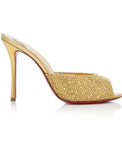 Christian Louboutin Me Dolly 100mm Embellished Leather Mules - Metallic