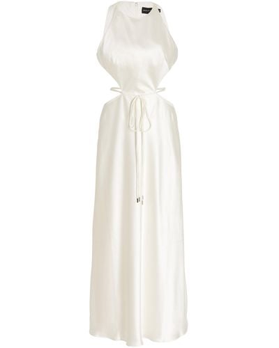 Brandon Maxwell Cut Out Silk Slip Dress - White