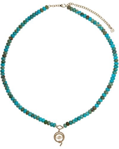 Sydney Evan 14k Gold, Diamond And Turquoise Necklace - Blue