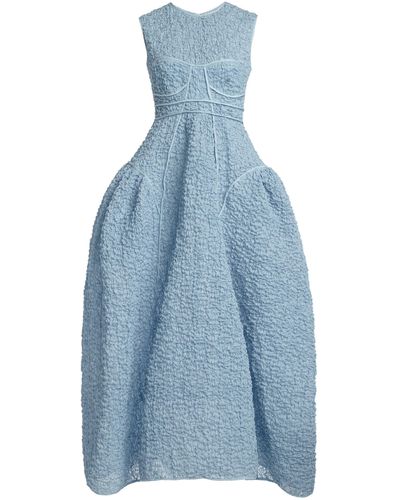 Cecilie Bahnsen Lia Cotton Cloque Bustier Maxi Dress - Blue