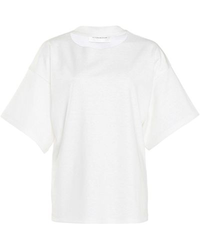 Victoria Beckham Boxy Linen-jersey T-shirt - White