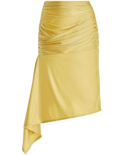 Givenchy Draped Satin Midi Skirt - Yellow