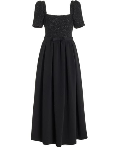 Self-Portrait Tinsel Tweed Midi Dress - Black