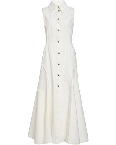 Chloé Recycled Cotton-hemp Denim Midi Dress - White