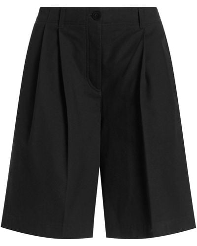 Totême Pleated Cotton-twill Shorts - Black