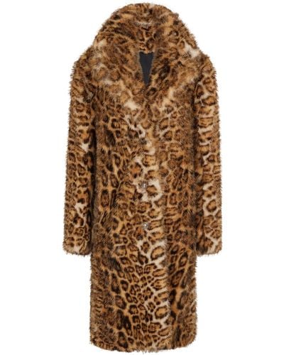 Rabanne Leopard Faux Fur Coat - Brown